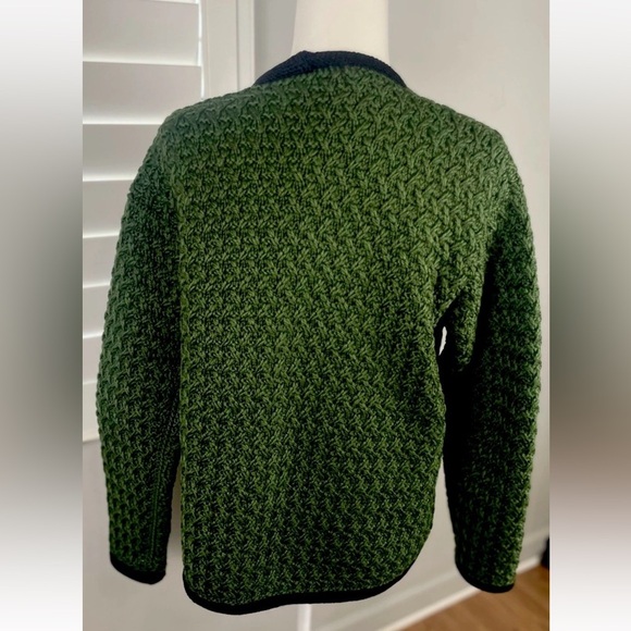 Green Garden Party Heavy Knit Sweater Button Down Over Coat Blazer Jacket Woman - Picture 6 of 15